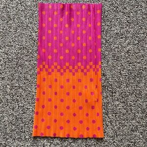 Pleats Please Issey Miyake Japan Pink Orange Polka Dot Neck Scarf Warmer